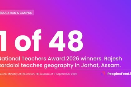 National Teachers Award 2026 went to 48 teachers including a geography teacher in Jorhat, Assam